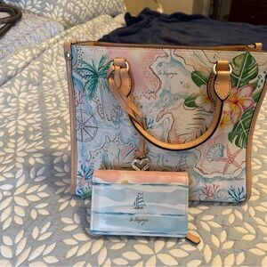 Brighton Beachy Tote/crossbody Bag with matching wallet - Multicolor